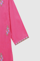 Plum Premium 100% Pure Cotton Lawn Dark Pink Embroidered 2 pc suit For Girls.