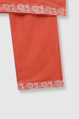 Plum Premium 100% Pure Cotton Lawn Coral Embroidered 2 pc suit For Girls.