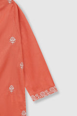 Plum Premium 100% Pure Cotton Lawn Coral Embroidered 2 pc suit For Girls.