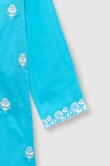 Plum Premium 100% Pure Cotton Lawn Sky Blue Embroidered 2 pc suit For Girls.