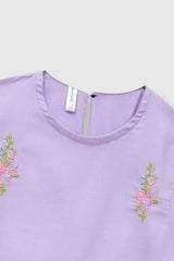 Plum Premium 100% Pure Cotton Lawn Lavender Embroidered 2 pc suit For Girls.