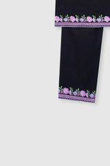 Plum Premium Khaddar Black Colour Embroidered Purple 2 pc suit For Girls.