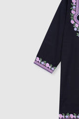 Plum Premium Khaddar Black Colour Embroidered Purple 2 pc suit For Girls.