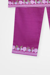 Plum Premium Khaddar Purple Colour Embroidered Purple 2 pc suit For Girls.