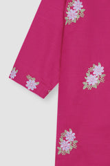 Plum Premium Khaddar Pink Colour Embroidered Flowers On 2 pc suit For Girls.