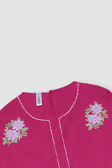 Plum Premium Khaddar Pink Colour Embroidered Flowers On 2 pc suit For Girls.