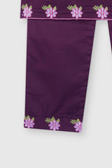 Plum Premium Khaddar Dark Purple Colour Embroidered Flowers On 2 pc suit For Girls.