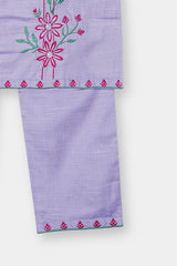 Plum Premium Khaddar Light Purple Colour Embroidered Pink Purple 2 pc suit For Girls.