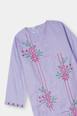 Plum Premium Khaddar Light Purple Colour Embroidered Pink Purple 2 pc suit For Girls.