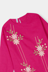 Plum Premium Khaddar Pink Colour Embroidered Peach Pink 2 pc suit For Girls.