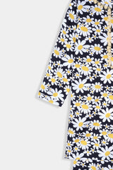 Plum 100 % Cotton Black White Yellow Print Embroidered Yellow 2 pc suit For Girls.