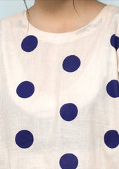 Plum Digital Lawn Off White Colour Printed Blue Dots on 2 Pc stitched suit for Girls.
