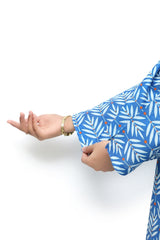 Plum Digital Lawn Blue Colour Printed White Orange Flowers On 2 Pc stitched suit for Girls.
