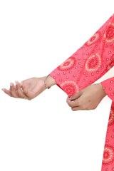 Plum Digital Lawn Pink Colour printed Yellow & Dark Pink Dots On 2 Pc stitched suit for Girls
