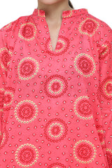 Plum Digital Lawn Pink Colour printed Yellow & Dark Pink Dots On 2 Pc stitched suit for Girls