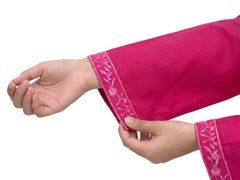Plum Khaddar Pink Colour embroidered with Light Pink threads on 2pc stitched suit for Girls.