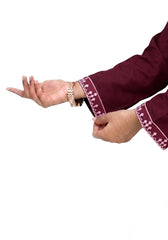 Plum Lawn Maroon Colour Embroidered with Light Pink threads on 2pc Sitched Suit for Girls